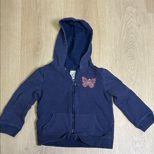 Carter's Dark Blue Hoodie with Sequined Pink Butterfly Detail 4T